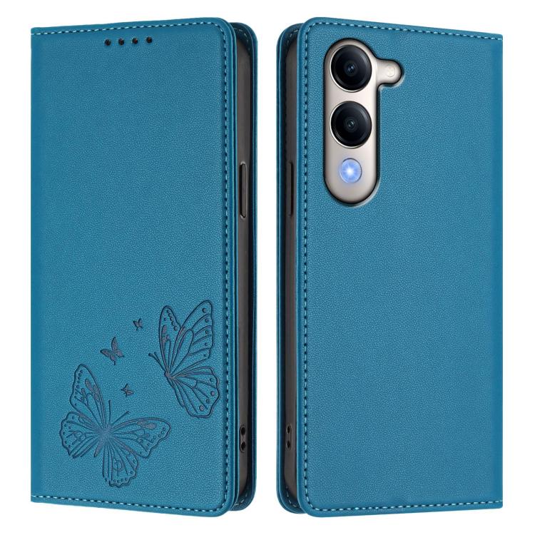 For vivo Y29s 5G Global / Y19 5G India Strong Magnetic Dual Butterfly RFID Vegan Leather Phone Case