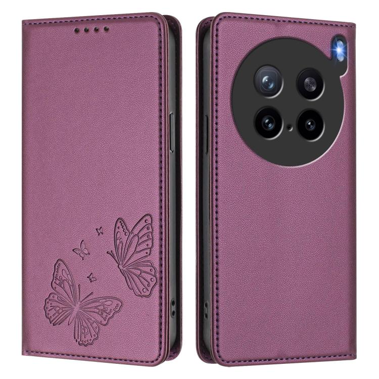 For vivo X200s 5G Strong Magnetic Dual Butterfly RFID Vegan Leather Phone Case