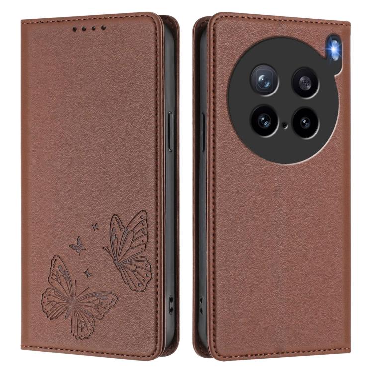 For vivo X200s 5G Strong Magnetic Dual Butterfly RFID Vegan Leather Phone Case