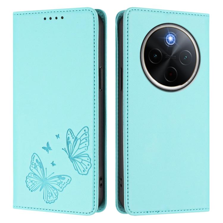 For vivo Y300 Pro+ 5G / T4 5G Strong Magnetic Dual Butterfly RFID Vegan Leather Phone Case