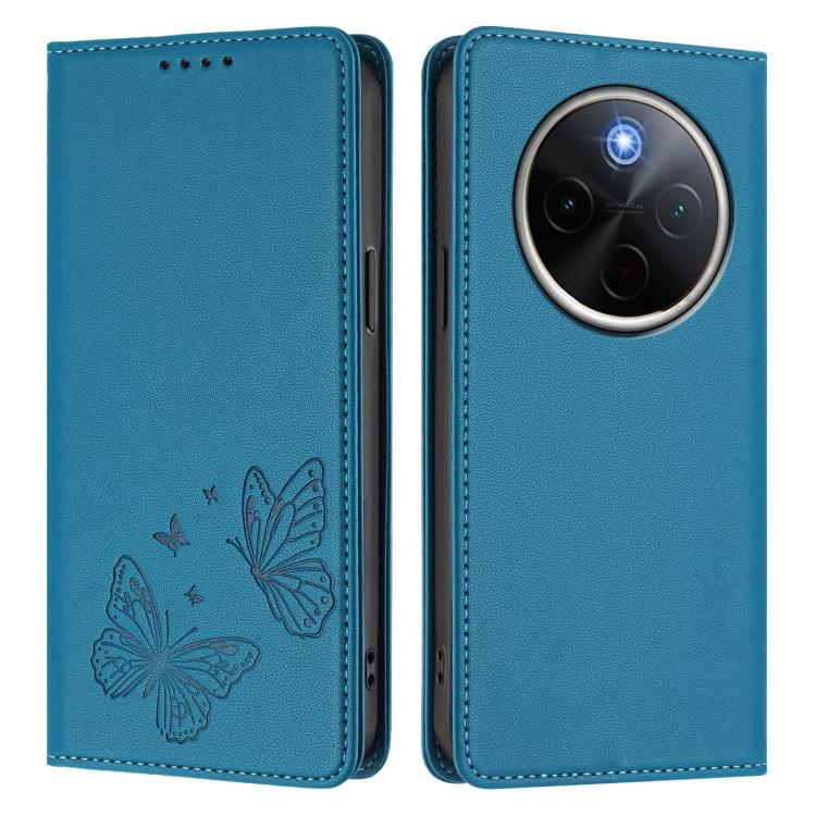 For vivo Y300 Pro+ 5G / T4 5G Strong Magnetic Dual Butterfly RFID Vegan Leather Phone Case