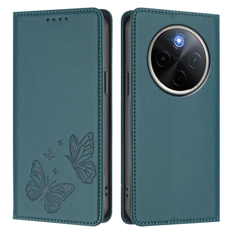For vivo Y300 Pro+ 5G / T4 5G Strong Magnetic Dual Butterfly RFID Vegan Leather Phone Case