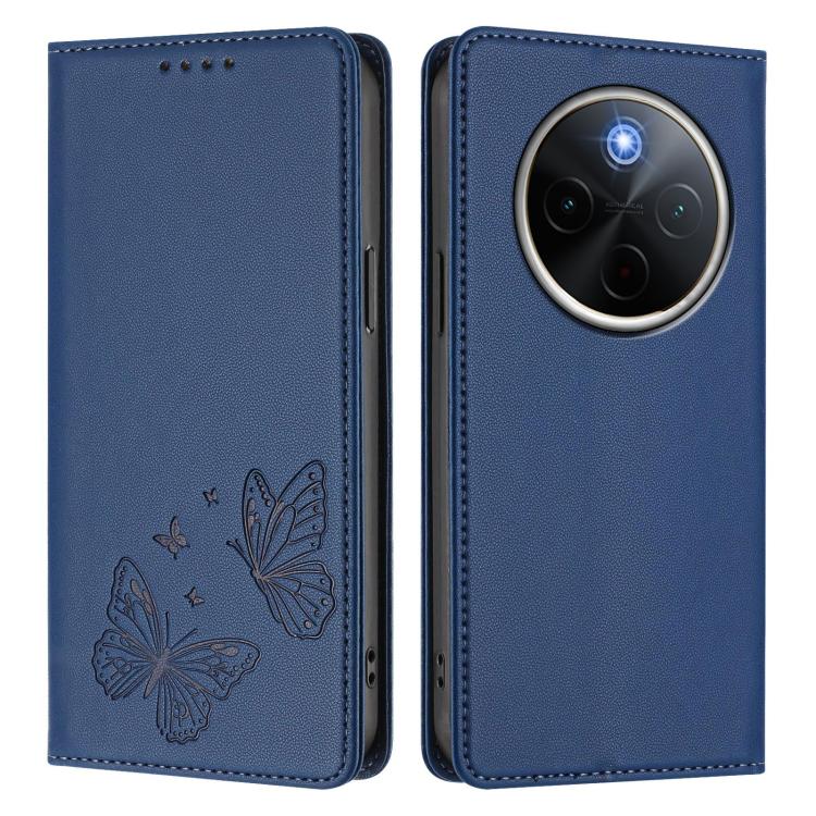 For vivo Y300 Pro+ 5G / T4 5G Strong Magnetic Dual Butterfly RFID Vegan Leather Phone Case