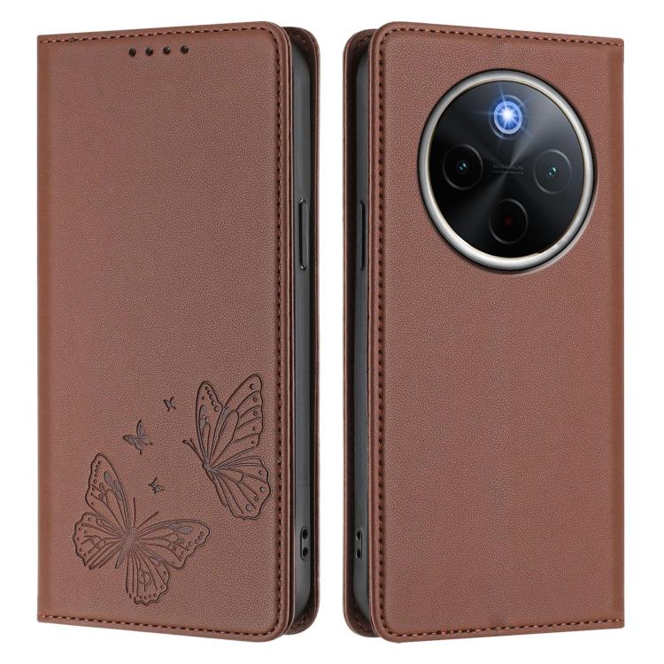 For vivo Y300 Pro+ 5G / T4 5G Strong Magnetic Dual Butterfly RFID Vegan Leather Phone Case