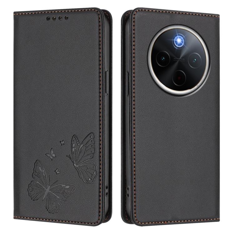 For vivo Y300 Pro+ 5G / T4 5G Strong Magnetic Dual Butterfly RFID Vegan Leather Phone Case