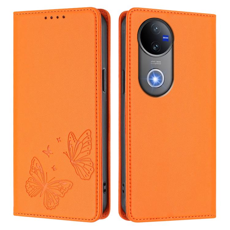 For vivo V50 5G Global / V50e 5G Strong Magnetic Dual Butterfly RFID Vegan Leather Phone Case