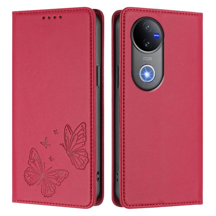 For vivo V50 5G Global / V50e 5G Strong Magnetic Dual Butterfly RFID Vegan Leather Phone Case