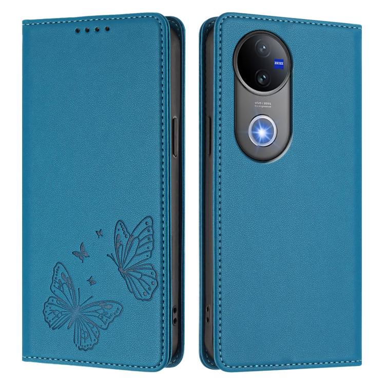 For vivo V50 5G Global / V50e 5G Strong Magnetic Dual Butterfly RFID Vegan Leather Phone Case