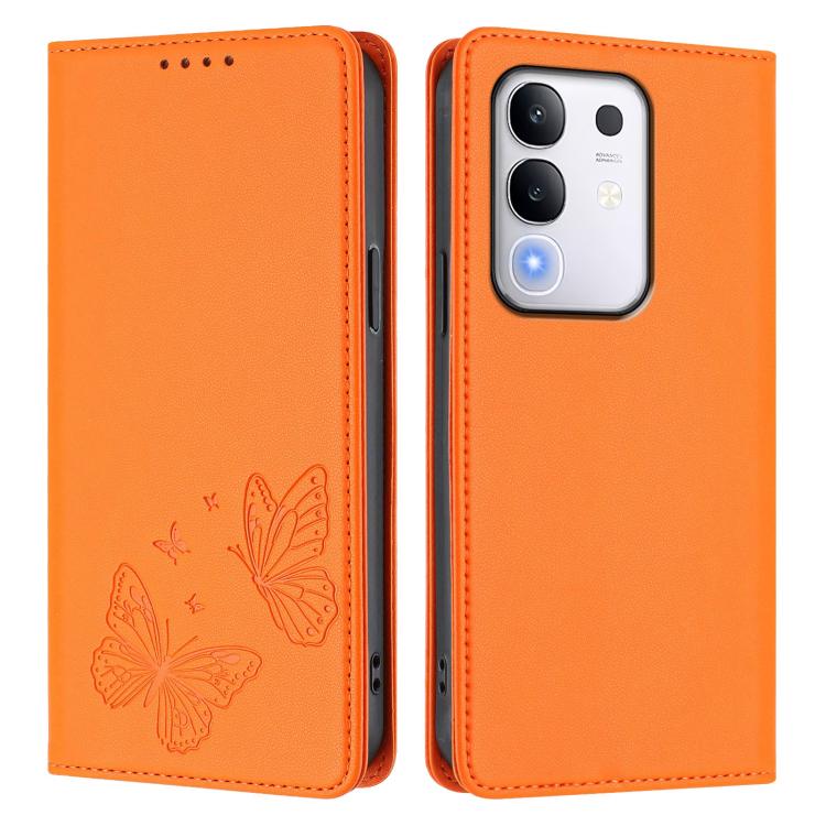 For vivo Y29 4G Global / T4x 5G / Y300T 5G Strong Magnetic Dual Butterfly RFID Vegan Leather Phone Case