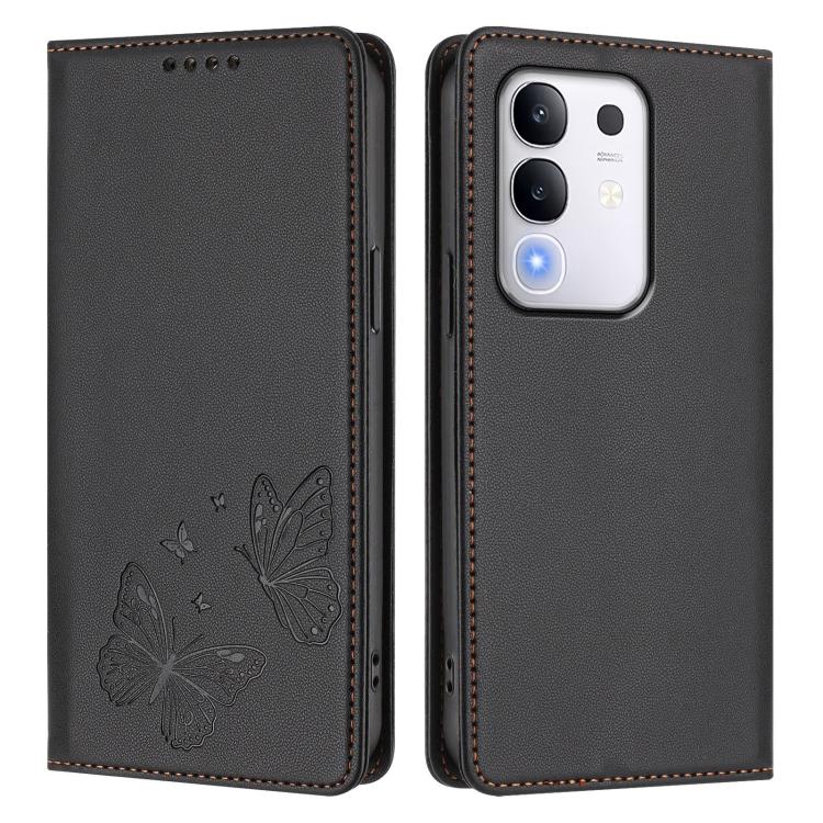 For vivo Y29 4G Global / T4x 5G / Y300T 5G Strong Magnetic Dual Butterfly RFID Vegan Leather Phone Case