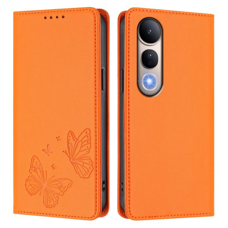For vivo V50 Lite 5G / 4G Global Strong Magnetic Dual Butterfly RFID Vegan Leather Phone Case