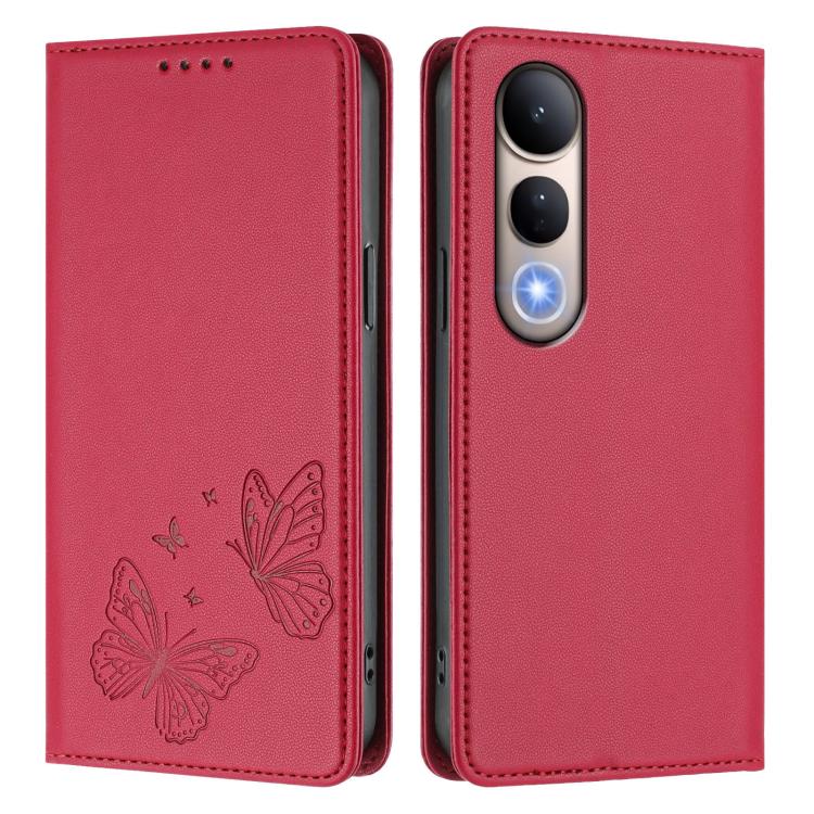 For vivo V50 Lite 5G / 4G Global Strong Magnetic Dual Butterfly RFID Vegan Leather Phone Case