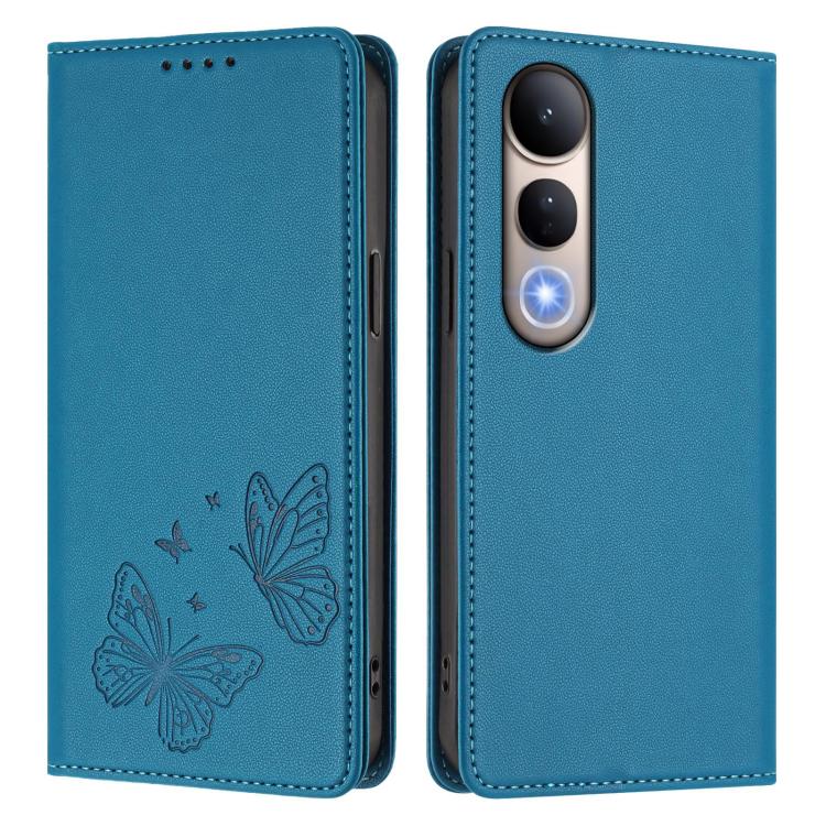 For vivo V50 Lite 5G / 4G Global Strong Magnetic Dual Butterfly RFID Vegan Leather Phone Case