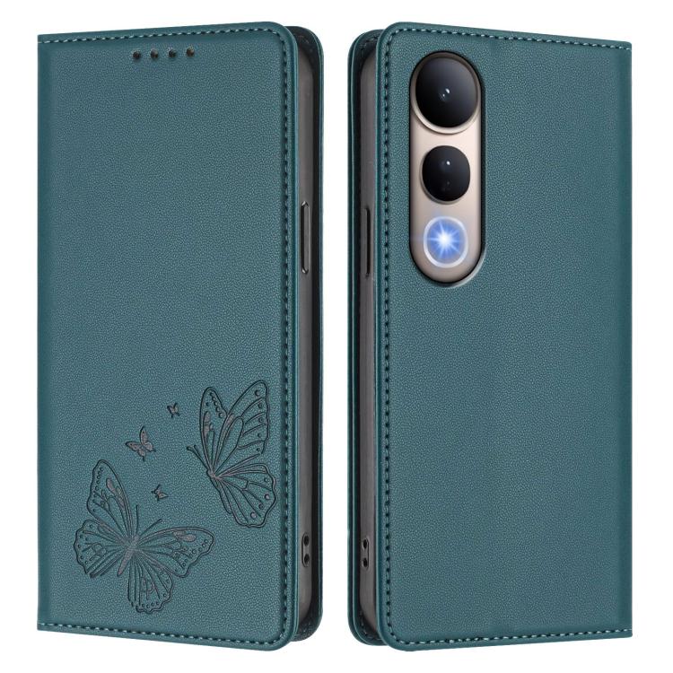 For vivo V50 Lite 5G / 4G Global Strong Magnetic Dual Butterfly RFID Vegan Leather Phone Case