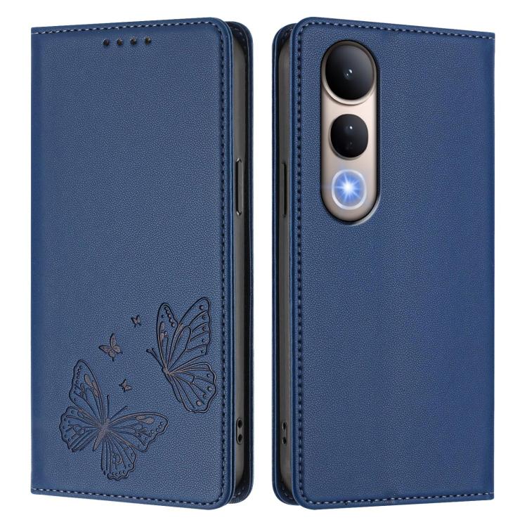 For vivo V50 Lite 5G / 4G Global Strong Magnetic Dual Butterfly RFID Vegan Leather Phone Case