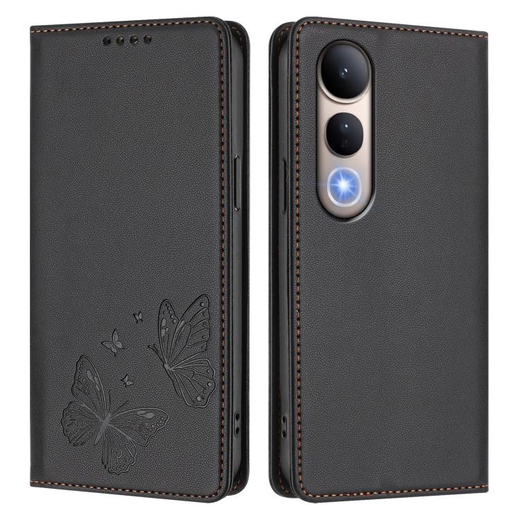 For vivo V50 Lite 5G / 4G Global Strong Magnetic Dual Butterfly RFID Vegan Leather Phone Case