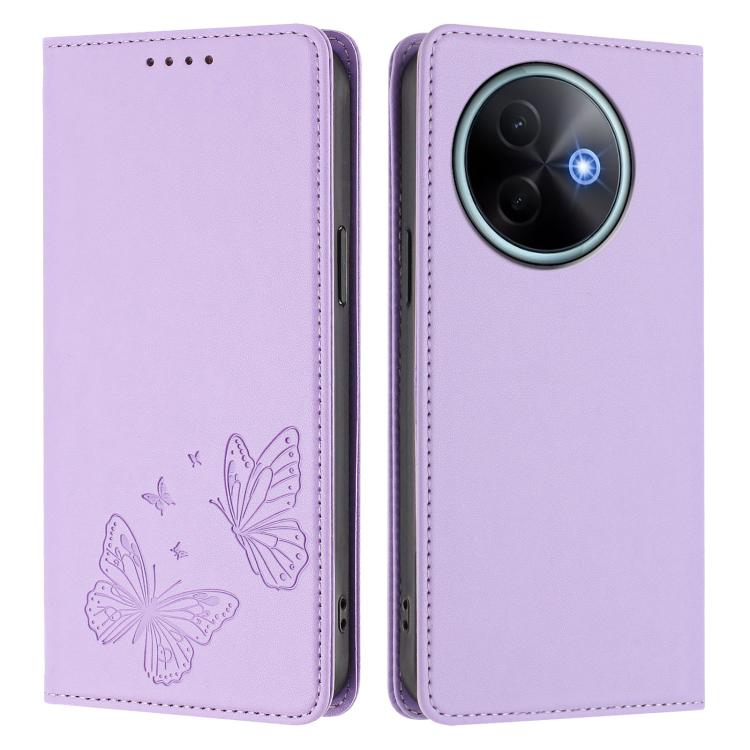 For vivo Y39 5G Global Strong Magnetic Dual Butterfly RFID Vegan Leather Phone Case
