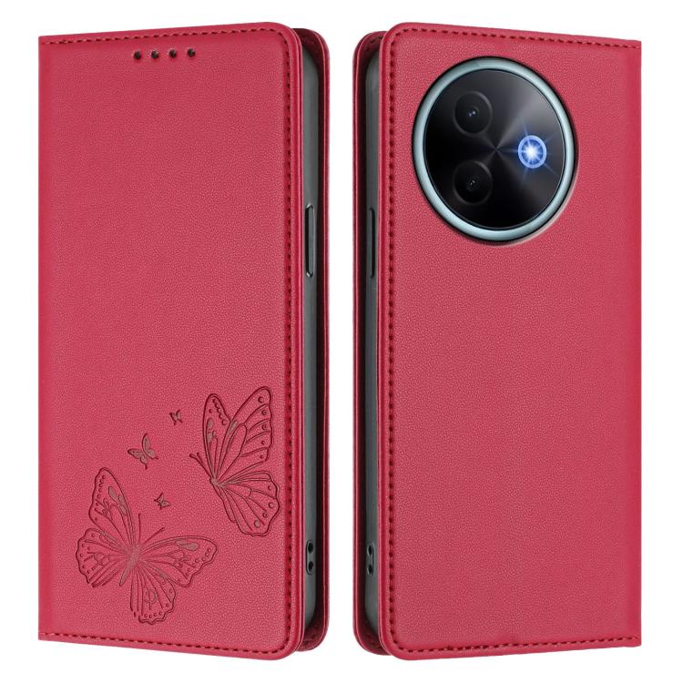 For vivo Y39 5G Global Strong Magnetic Dual Butterfly RFID Vegan Leather Phone Case