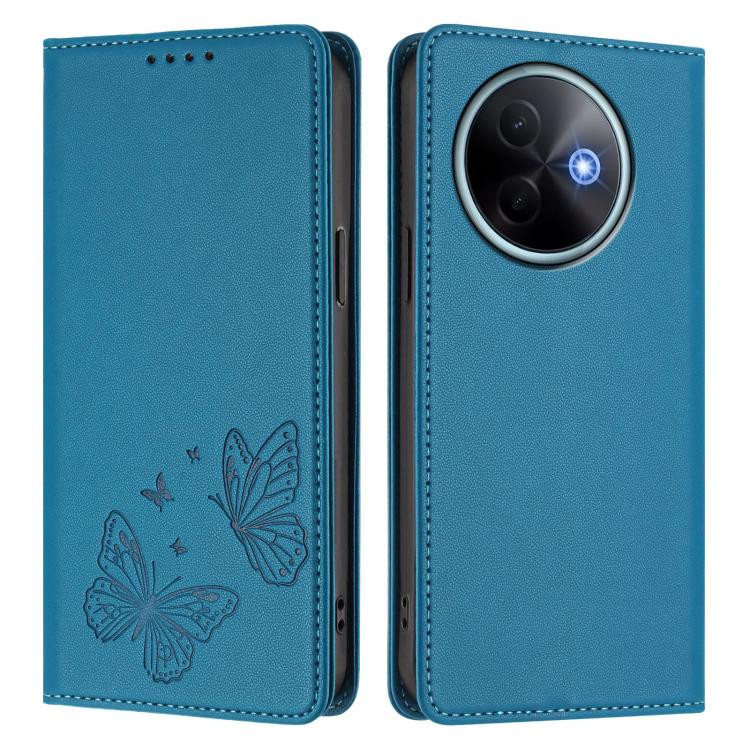 For vivo Y39 5G Global Strong Magnetic Dual Butterfly RFID Vegan Leather Phone Case