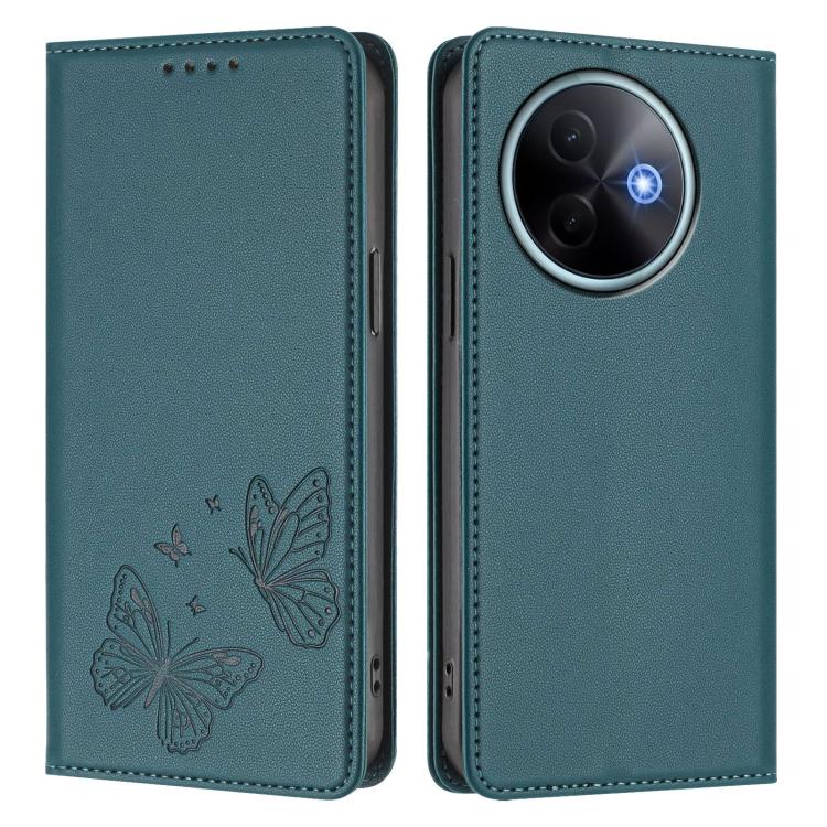 For vivo Y39 5G Global Strong Magnetic Dual Butterfly RFID Vegan Leather Phone Case
