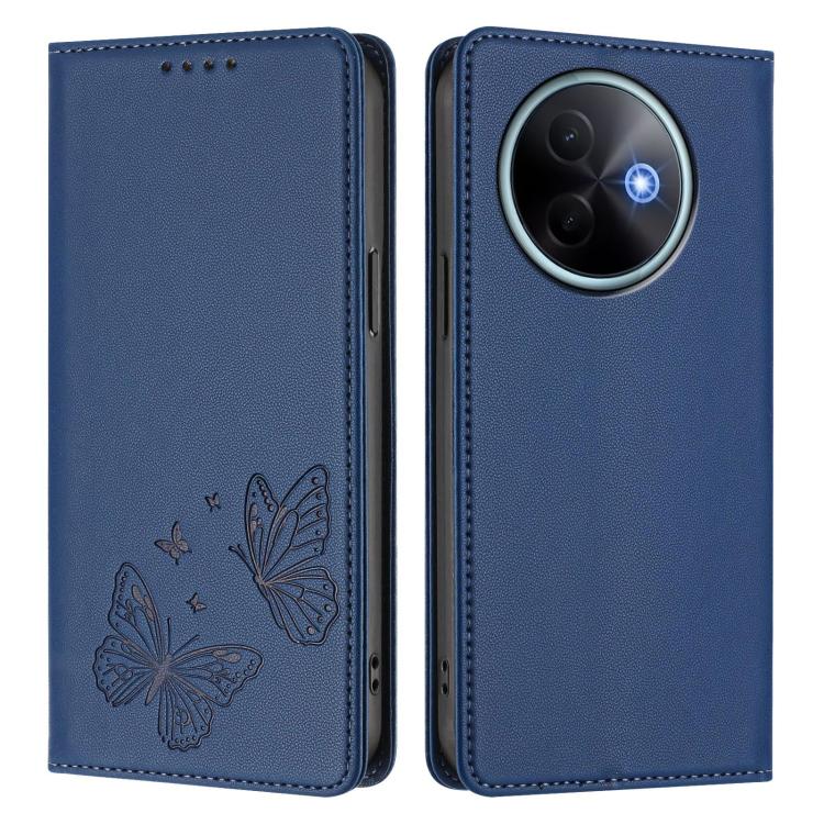 For vivo Y39 5G Global Strong Magnetic Dual Butterfly RFID Vegan Leather Phone Case