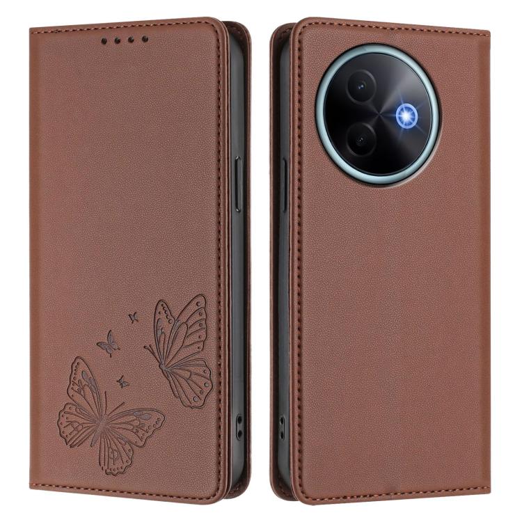 For vivo Y39 5G Global Strong Magnetic Dual Butterfly RFID Vegan Leather Phone Case