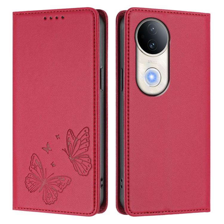 For vivo S20 5G Strong Magnetic Dual Butterfly RFID Vegan Leather Phone Case
