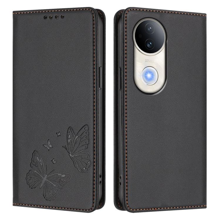 For vivo S20 5G Strong Magnetic Dual Butterfly RFID Vegan Leather Phone Case