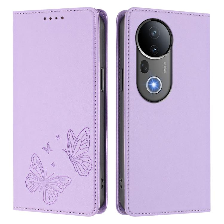 For vivo S20 Pro 5G Strong Magnetic Dual Butterfly RFID Vegan Leather Phone Case
