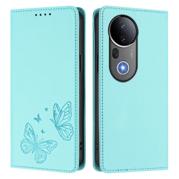 For vivo S20 Pro 5G Strong Magnetic Dual Butterfly RFID Vegan Leather Phone Case