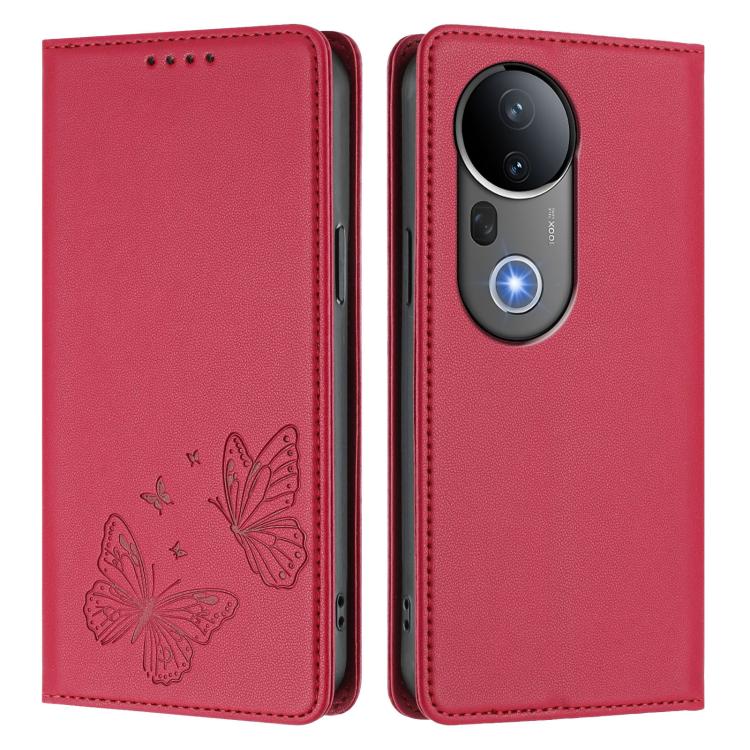 For vivo S20 Pro 5G Strong Magnetic Dual Butterfly RFID Vegan Leather Phone Case