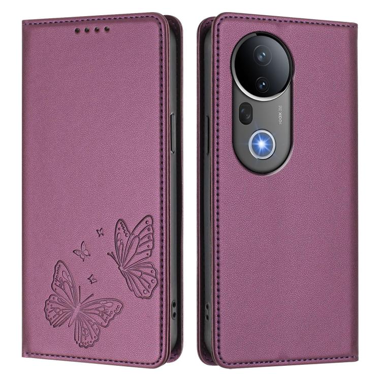 For vivo S20 Pro 5G Strong Magnetic Dual Butterfly RFID Vegan Leather Phone Case