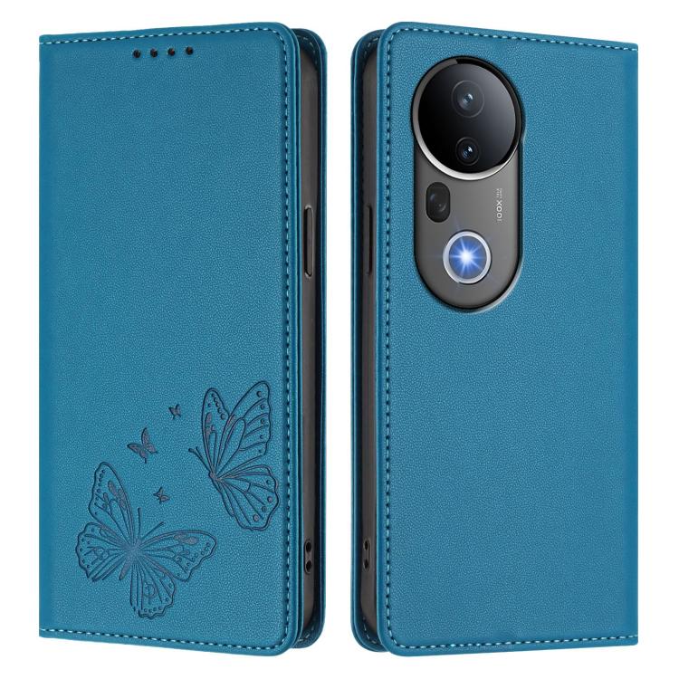 For vivo S20 Pro 5G Strong Magnetic Dual Butterfly RFID Vegan Leather Phone Case