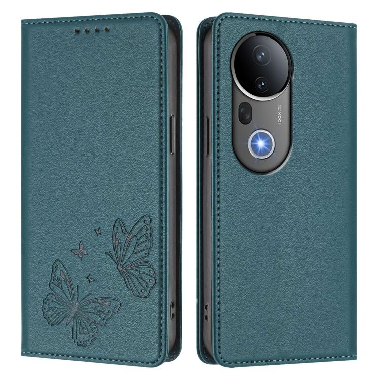 For vivo S20 Pro 5G Strong Magnetic Dual Butterfly RFID Vegan Leather Phone Case