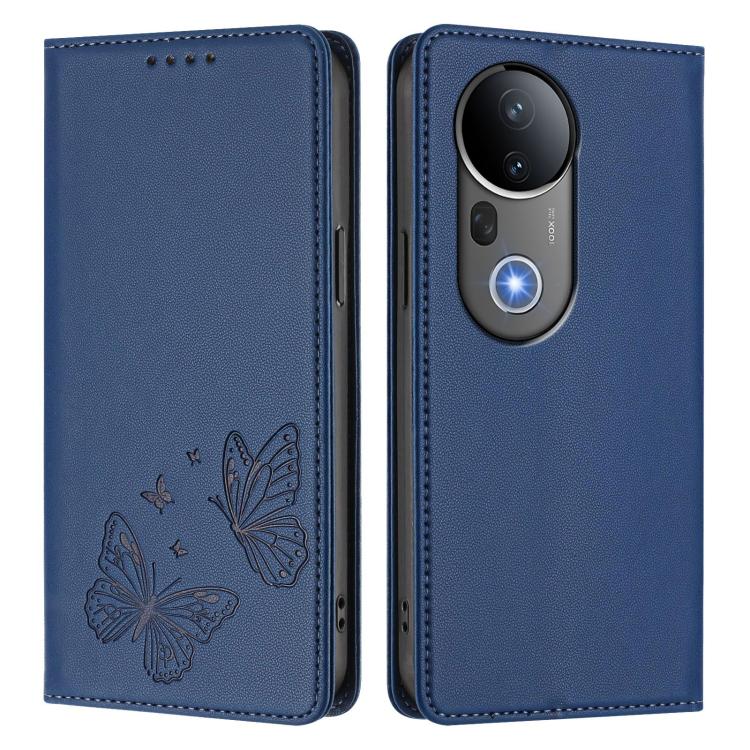 For vivo S20 Pro 5G Strong Magnetic Dual Butterfly RFID Vegan Leather Phone Case