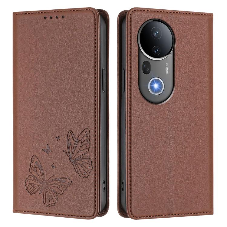 For vivo S20 Pro 5G Strong Magnetic Dual Butterfly RFID Vegan Leather Phone Case