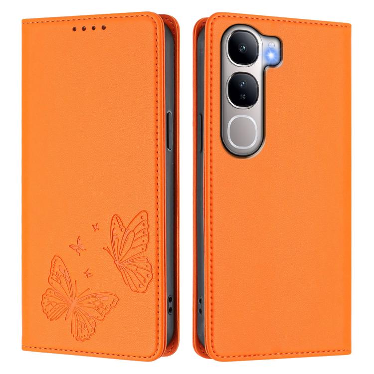 For vivo Y300 5G IDN / V40 Lite 5G / 4G IDN Strong Magnetic Dual Butterfly RFID Vegan Leather Phone Case