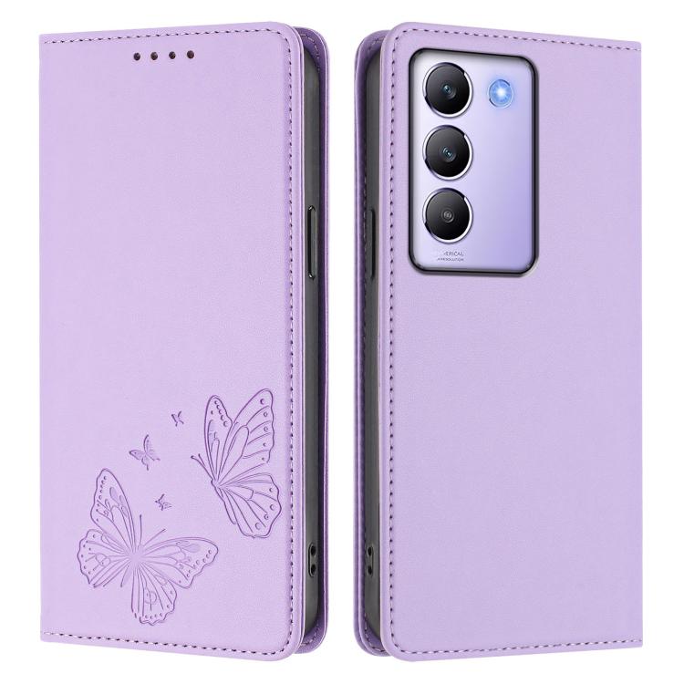 For vivo Y100 5G IDN / T3 5G IDN Strong Magnetic Dual Butterfly RFID Vegan Leather Phone Case