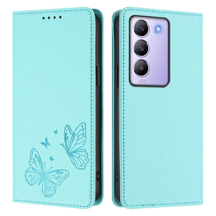 For vivo Y100 5G IDN / T3 5G IDN Strong Magnetic Dual Butterfly RFID Vegan Leather Phone Case