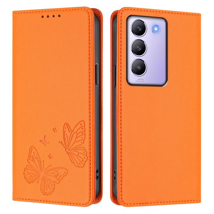 For vivo Y100 5G IDN / T3 5G IDN Strong Magnetic Dual Butterfly RFID Vegan Leather Phone Case