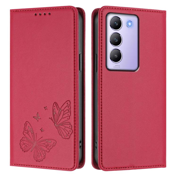 For vivo Y100 5G IDN / T3 5G IDN Strong Magnetic Dual Butterfly RFID Vegan Leather Phone Case