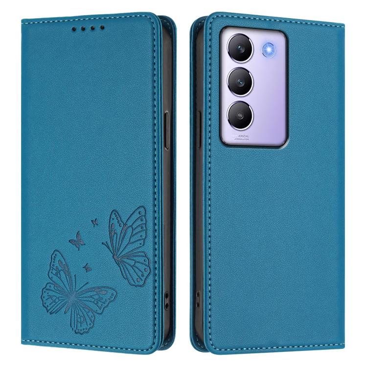 For vivo Y100 5G IDN / T3 5G IDN Strong Magnetic Dual Butterfly RFID Vegan Leather Phone Case