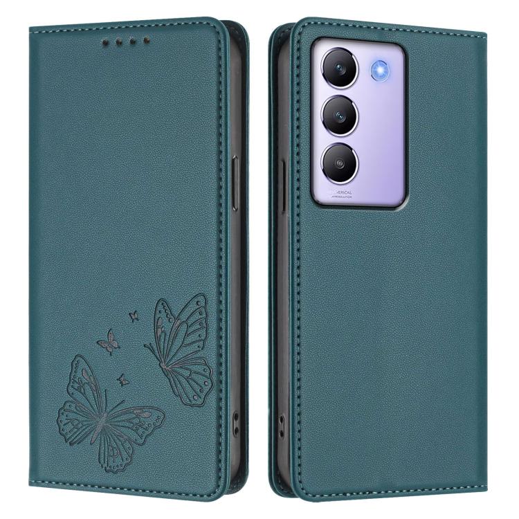For vivo Y100 5G IDN / T3 5G IDN Strong Magnetic Dual Butterfly RFID Vegan Leather Phone Case