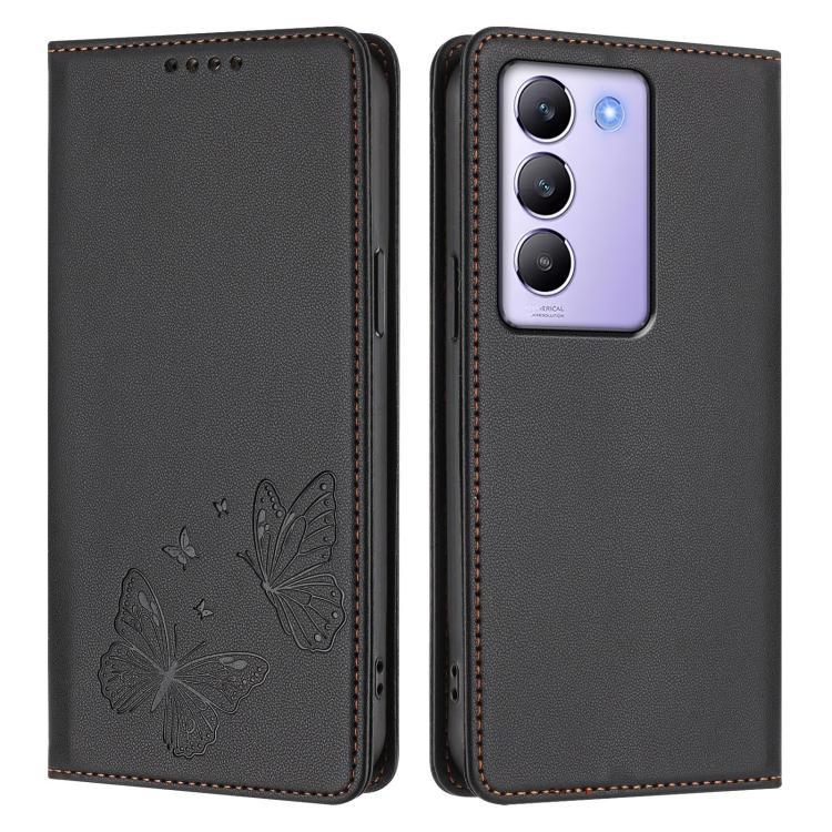 For vivo Y100 5G IDN / T3 5G IDN Strong Magnetic Dual Butterfly RFID Vegan Leather Phone Case