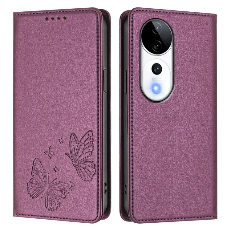 For vivo V40 5G / V40 Pro 5G Global Strong Magnetic Dual Butterfly RFID Vegan Leather Phone Case
