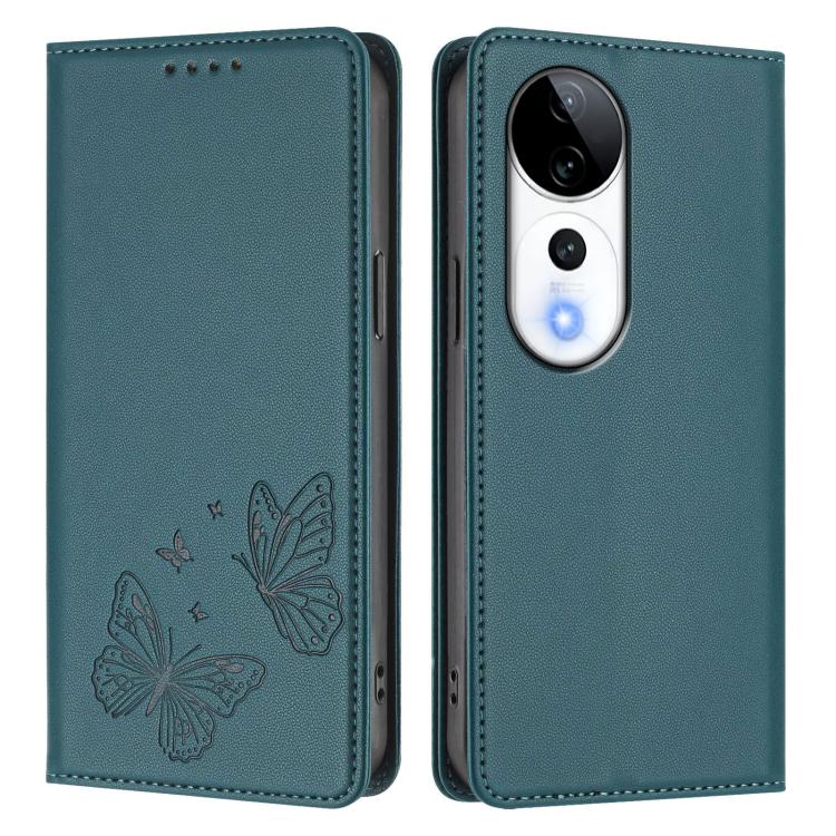 For vivo V40 5G / V40 Pro 5G Global Strong Magnetic Dual Butterfly RFID Vegan Leather Phone Case