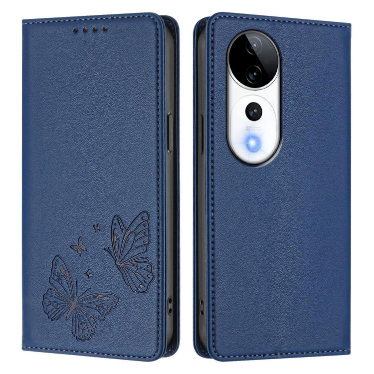 For vivo V40 5G / V40 Pro 5G Global Strong Magnetic Dual Butterfly RFID Vegan Leather Phone Case