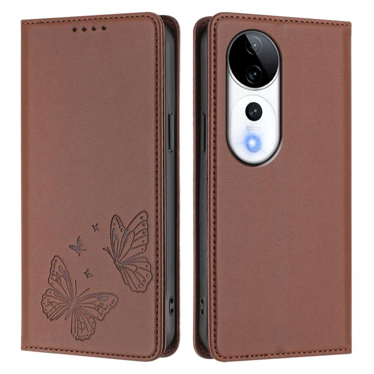 For vivo V40 5G / V40 Pro 5G Global Strong Magnetic Dual Butterfly RFID Vegan Leather Phone Case