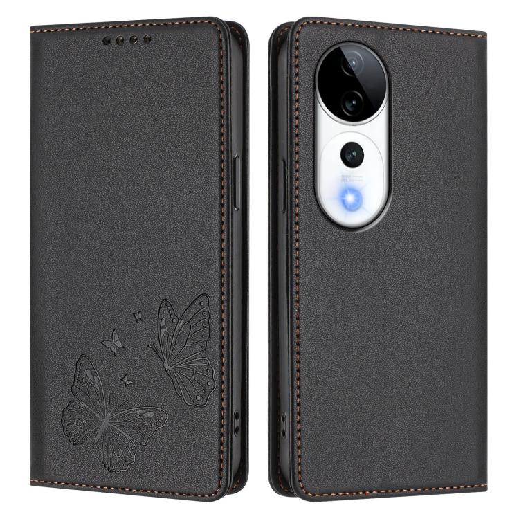 For vivo V40 5G / V40 Pro 5G Global Strong Magnetic Dual Butterfly RFID Vegan Leather Phone Case