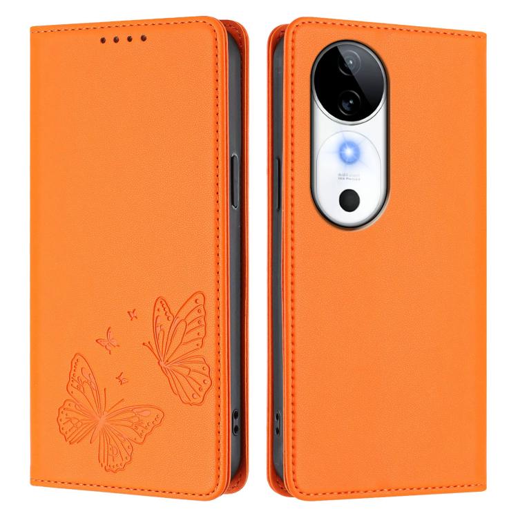 For vivo S19 Strong Magnetic Dual Butterfly RFID Vegan Leather Phone Case